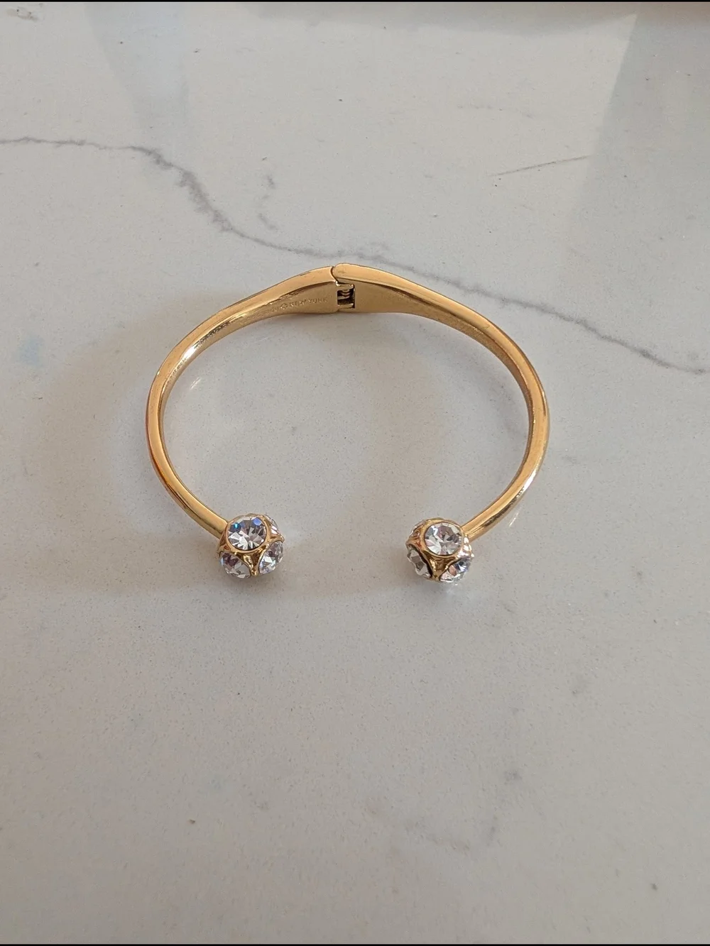 kate spade gold-tone open cuff with crystal endcaps - Picture 2 of 6